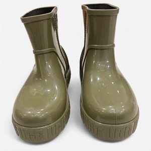UGG Gloss Khaki Green Rubber Ankle Boots